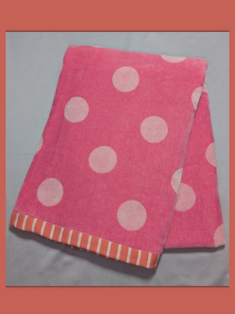 NWT Kate Spade New York Beach Towel - Polka Dot - Pink & White - 100% Cotton